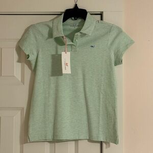 Vineyard Vines Light Mint Polo with Whale Logo